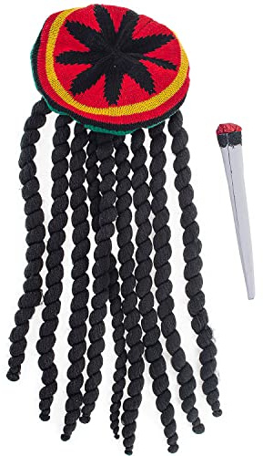 Funny Fashion Rasta Perücke Dreadlocks mit Strickmütze Bob inkl. Fake-Joint Kostüm-Zubehör