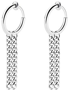 Ohrringe Vergoldet Damen Herren, Silber Ohrringe Hängend mit Lange Kette Ohrringe Nickelfrei Modeschmuck