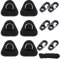 Dreieck Edelstahl D-Ring Pad Patch mit Bungee Cord und Clips Kit für PVC Aufblasbare Boot Schlauchboot Kajak Kanu SUP (Schwarz 6 Packs)