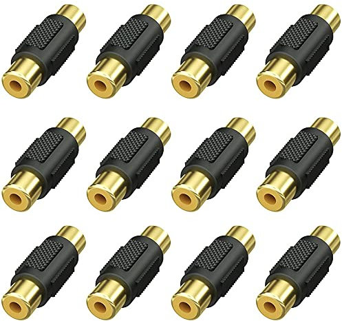 Greluma 12 Pcs Accoppiatore RCA femmina, connettore adattatore da femmina RCA a RCA femmina per altoparlante, cavo RCA, fono, amplificatore