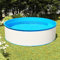 Gecheer Piscina Fuori Terra Rigida ,Rotonda,in Acciaio,PVC,Bianca,Blu,350x90 cm, da Giardino,Paio,Terrazzo