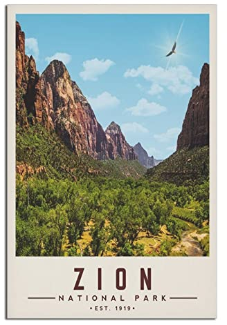 Vintage Reiseposter Zion National Park Leinwand Wandkunst Poster Dekor Malerei Poster