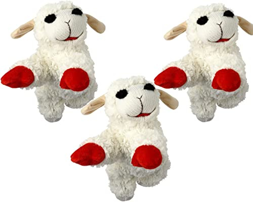MultiPet Lambchop Plush Dog Toy 10 with Squeaker Color:White Pack of 3