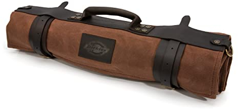 Dickies Large Chef Knife Organizer and Storage Roll, Waxed Canvas and Leather (57124)