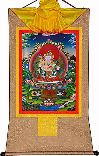 Buddha-Wandteppich mit Schriftrolle, Leinwand-Wandkunst Buddha, Vajrasatva in Yab Yum, tibetische Buddha-Statue, Malerei, Buddha-Wandteppich mit Schriftrolle (Color : Red, Size : XL(120cm*82cm)) ( Col