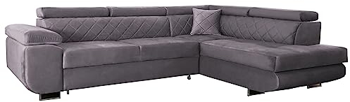 mb-moebel Ecksofa mit Ziernähten, Bettkasten, Schlaffunktion - Lebanon (Violett, Rechts)
