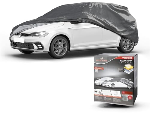 Walser Abdeckplane Auto All Weather Basic, Abdeckplane wasserdicht, 100% wetterfeste Auto Abdeckplane, Autoabdeckung Outdoor, Auto Abdeckplane wasserdicht, Autoplane Vollgarage Größe M grau