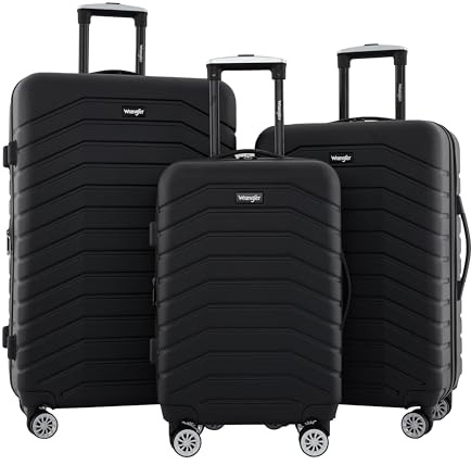 Wrangler Travelers Club Tahoe 3 Piece Spinner Luggage Set, Black, 7143 Cubic inches, Tahoe 3 Piece Spinner Luggage Set
