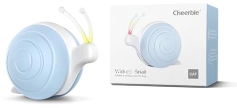Cheerble Interaktives Katzenspielzeug Selbstbeschäftigung, Wicked Snail, Elektrisches Spielzeug für Katzen mit LED-Leuchten, DC Aufladbares, Bewegliches Katzenspielzeug, Geschenke für Kätzchen, Blau