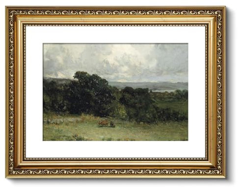 ARPEOTCY Wandkunst, Vintage-Stil, goldgerahmt, 27,9 x 35,6 cm, Weide-Landschaft, Retro-Bilder, antikes Leinwand-Kunstwerk, viktorianischer Bilderrahmen, Wanddekoration für Galerie, Badezimmer,