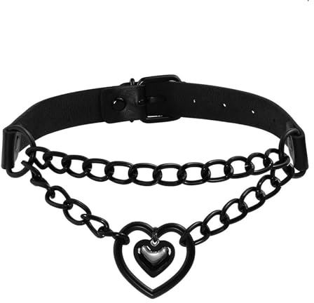 Eigso Frauen Vintage Punk Choker mit schwarzem Herz Form Anhänger Halskette Halskette Hip-Hop-Schmuck einstellbar