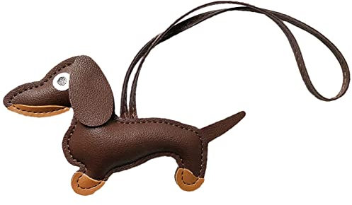 LUOFENG Mini süßer Dackel-Hund-Schlüsselanhänger-Anhänger, schöner PU-Leder-Tiere-Schlüsselanhänger für Handtasche, Tasche, Rucksack, Handtasche
