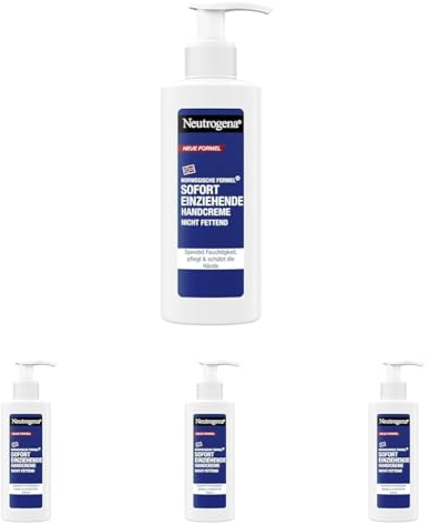 Neutrogena Sofort einziehende Handcreme (150 ml), pflegende für sehr trockene, spendet intensive Feuchtigkeit mit Glycerin weiche Hände, im praktischen Spender (Packung mit 4)