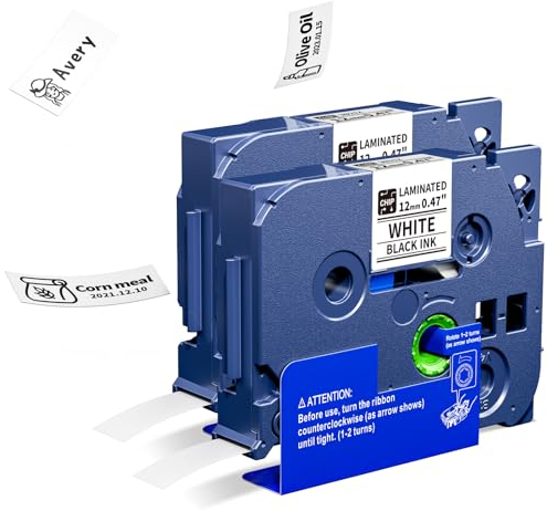 VolenGo Etikettendruckband Kompatibel mit Brother P Touch Bänder TZe231 TZ-231 für PT-D400/H105/1010/1000/1280 Beschriftungsgerät, 12mm Etikettenband, Schwarz auf Weiß 2-pack