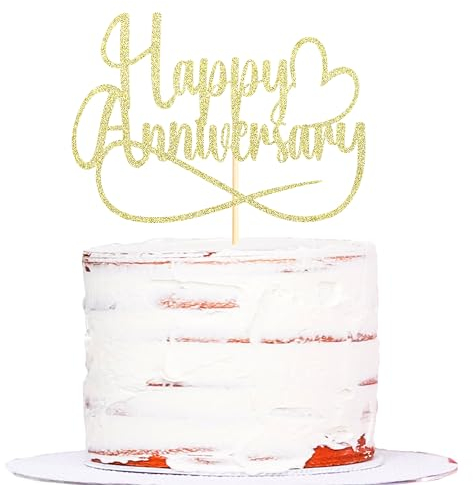 Sumerk 1 Stück Gold Happy Wedding Anniversary Cake Topper Golden Wedding Cake Toppers Wedding Cake Decorations Cake Topper Mr Mrs Anniversary Party Cake Decoration