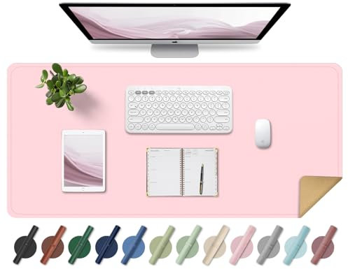 BLESWIN Leder-Schreibtischunterlage, Rutschfeste Große Mausunterlage, Computer- und Laptop-Matte, Schreibtisch-Schreibtischmatte für das Schreiben, Schreibtisch-Blotter-Pads Dekor (Rosa, 80x40CM)