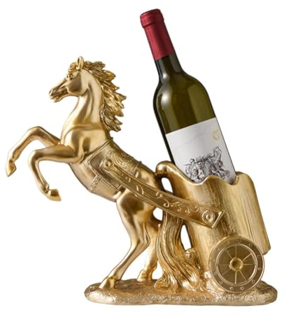 ZGFOZJGC Golden Resin Horse Statue Wine Rack Wine Bottle Holder,Wine Cooler Ornament Resin Crafts Tabletop Decoration Wine Racks,Gifts for Horse Sculpture Horse Girls Men Women Wine Lovers Horse Love