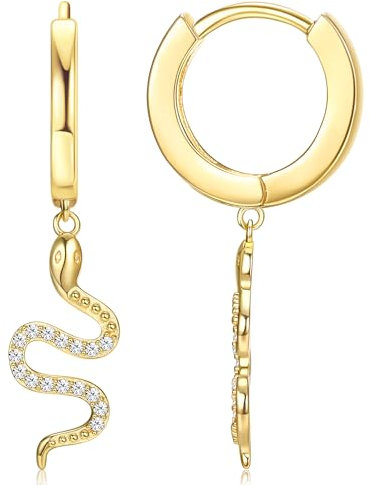 Milacolato Creolen mit Anhänger Gold Silber 925 Hypoallergene Huggie Creolen Ohrringe Hängend mit Schlange Anhänger Tropfen Ohrringe Damen