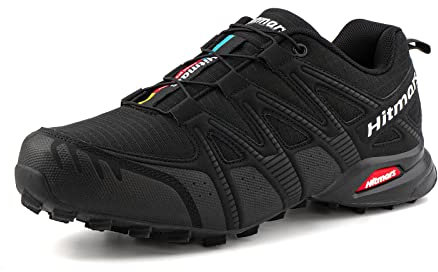 Hitmars Trailrunning Schuhe Traillaufschuhe Herren Damen Wanderschuhe Leicht Atmungsaktiv Trail Running Schuhe Trekking Turnschuhe Laufschuhe Outdoor Schwarz EU 42