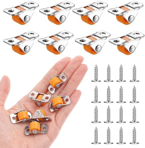 Dimeho 8 Stück Kleine Bockrollen Radrollen Gummi Möbelrollen Transportrollen Mini-Lenkrollen Mit Metall Platte für Möbel Geräte Ausrüstung Werkzeugkisten Trolleys (Orange Farbe) (Orange Farbe)