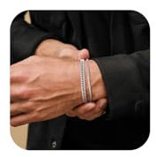 XUANPAI Armband Herren Silber Edelstahl - Silberarmbänder 2 Stück Set Dünne Armbänder für Männer Frauen Hochwertige Cuban Link Schlangenarmband Komfortables Armkette Geschenke für Freund Sohn Papa