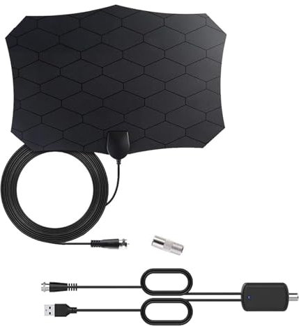 TV Aerial Indoor TV Aerial, Digital HDTV Antenna Freeview TV Antenna VHF UHF 4K 1080P, Indoor Smart Amplifier Signal Booster