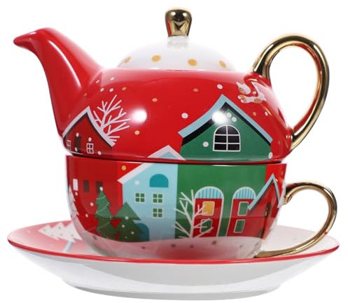 TOPBATHY 1 Service à Thé Pot De Noël Tasse à Multifonction Théière De Noël Soucoupe Et Théière Tasse à Thé Et Soucoupe De Noël Théière En Porcelaine De Chine Tasse D'eau Céramique