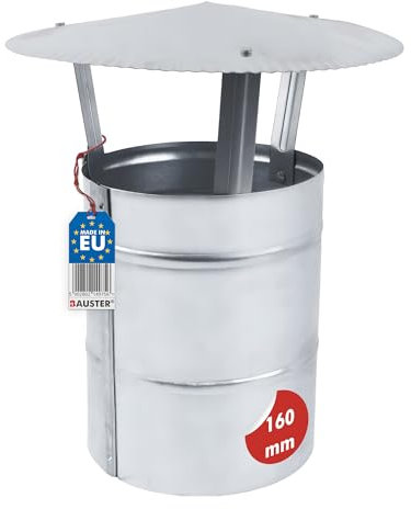 Lüftungsschornstein aus verzinktem Stahl – Wetterfester Kaminaufsatz mit Regenschutz, Ideal für Abluftrohre, Lüftungsschächte und Schornsteine Erhältlich in verschiedenen Größen ∅80-250mm (∅ 160mm)