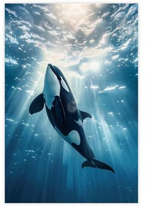 FISH DRAGATE Orca 2 Leinwand-Poster, Schlafzimmer-Dekor, Sportlandschaft, Büro, Raumdekoration, Geschenk, ungerahmt, 30 x 45 cm