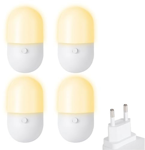 MiOYOOW Veilleuse LED, 4 Pcs Lampe Nuit Prise Electrique, 2 Lumière Blanche et Chaude, économie d'énergie, Veilleuse Enfant Murale pour Chambre, Cuisine, Couloir, Escalier, Salon