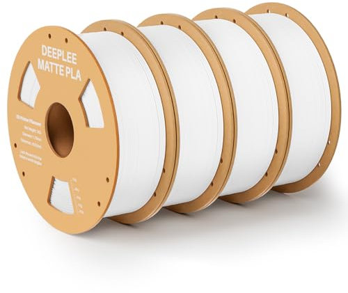 DEEPLEE Matte PLA Filament 1.75mm 3D Drucker Filament, Maßgenauigkeit +/- 0.02mm, für die meisten FDM 3D Drucker, Weiß 4KG