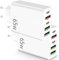 Pack 2 Cargador USB C Carga Rápida - Múltiple 5 Puertos - Enchufe Multiple 65 W - Adaptador Compatible Con Samsung, iPad, iPhone, Google