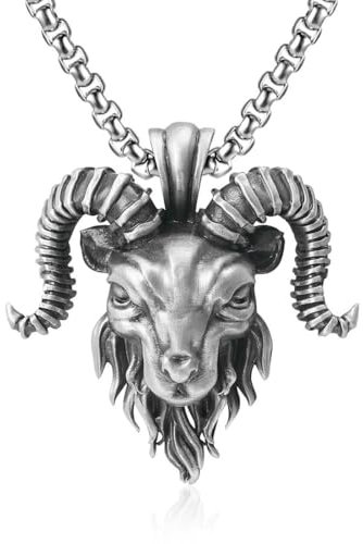 Caiduoduo Men's hip hop necklace ram pendant punk necklace jewelry accessories