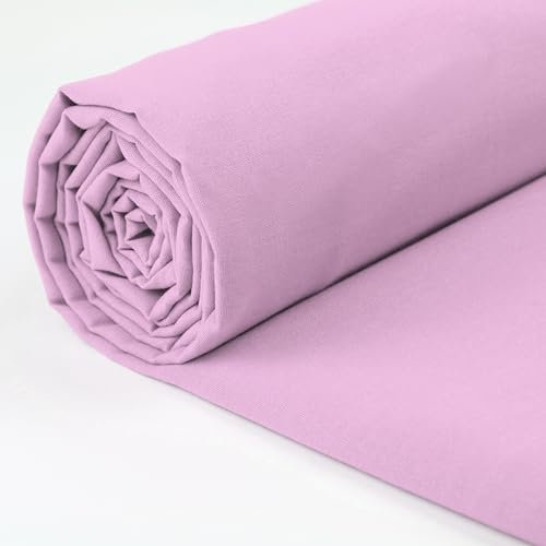 A-Express 100% Baumwollstoff - 150 cm (60 Zoll) Breit – Uni Baumwoll stoff Meterware - Ideal für Patchwork, Nähen, Vorhang, Futter, Bettwäsche, Schneiderei, Kissenbezüge - Lila 5 Meter