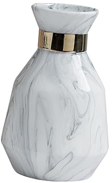 BESTOYARD Marble Vase Flower Pot Artistic Home Pot for Living Decor Gilded Glaze Finish for Decor Aesthetic and