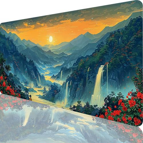 Mauspad Grau Mauspad XXL 1200 x 600 x 3 mm XXL Mousepad Berg Mousepad Gaming Zubehör mit Vernähten Kanten Design, Waschbares Mouse Pad Wasserdicht und Langlebig für Maus Tastatur, Office Deko 54-It