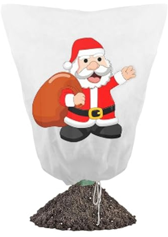 demaxiyad Gel-Schutzhülle – Weihnachtsmotiv, Außenabdeckung, Vlies, atmungsaktiv, mit Reißverschluss und Kordel, für Gemüse, Gewächshaus, Sommergarten
