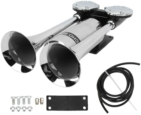 300DB Auto Air Horn, Zink legierung Überzug Doppel rohr Lautsprecher, Super Horn für SUV RV LKW, Dual Trompete Elektro horn mit Edelstahl Gas, DC 12 V24V/