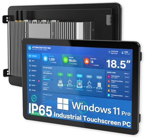 NORQIN 18,5-Zoll Lüftungsloser Industrie Panel PC,All-in-One Touchscreen PC | Fanless Computer,IP65 Kapazitiv Monitor,1920×1080 FHD,Windows 11 Pro,für Kioske,Fabriken,Automatisierung(i3-1215U,8G+128G)