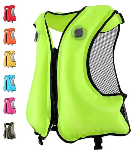 FORWEWAY Zweikammer-Schwimmweste Verstellbare Schwimmhilfe für Erwachsene mit auffälligem Design geeignet zum Schwimmen Angeln und für andere Wasseraktivitäten
