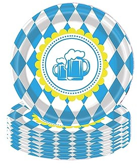 Kreatives Spiel für Geburtstag Oktoberfest-Party-Set,Einweggeschirr,Pappteller,Tassen,Servietten,Bierfest-Dekorationsteller ( B,One Size)