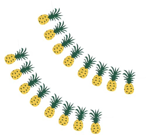 HOOTNEE 2 Stück Ananas Filz Partybanner Wimpelkette Sommerliche Hawaii Dekoration aus Filz Hängende Party Hängebanner für Sommerparty und Garten Party Deko