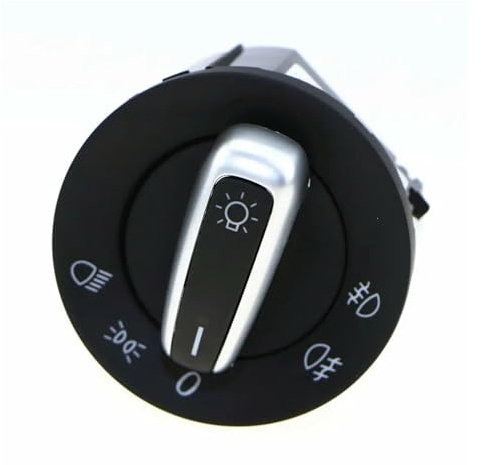 PIGLOLKINY PIGLOLKIN Verchromter Auto-Scheinwerferschalter, Nebelscheinwerfer, Lampenknopf, passend for VW, for Passat B6 B7 CC, for Golf 5 6, 5ND941431B, 3C8941431A