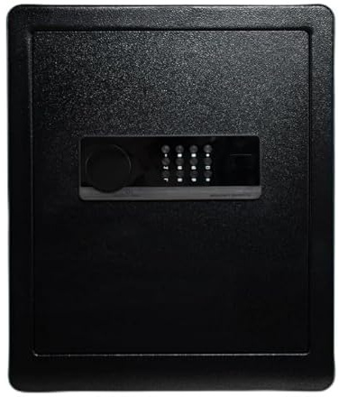 NIKCORP - Tresor für Zuhause 45x38x32, Möbeltresor aus Stahl mit Gepolstertem Innenraum aus PU-Leder, Geldverstecke, Schwarz, Zahlenschloss und Schlüssel