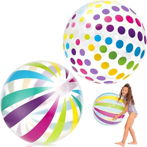 Tismels 2 Pièces Ballon de Plage Gonflable, 40cm Ballon Gonflable Piscine, Inflatable Beach Ball Colorés, pour Jouets de Plage et de Piscine, Activités de Plein Air