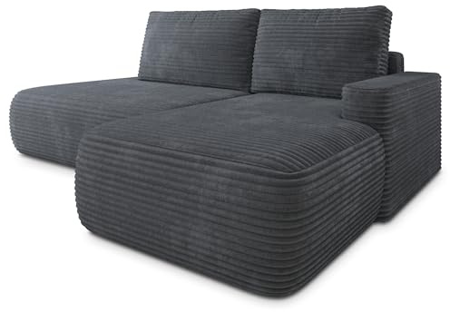 Masseno Ecksofa AVINI T L-S mit Schlaffunktion L-Form, Klassisch Sofa mit Bettkasten, Wohnzimmersofa, Couch, Soffa, Bettsofa, Couchgarnitur - Creme, TILIA 03