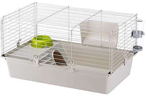 Ferplast Kaninchenkäfig käfig für Hasen, Nagerkäfig, Meerschweinchen- Kaninchenstall mit Zubehör, 77 x 48 x H 42 cm