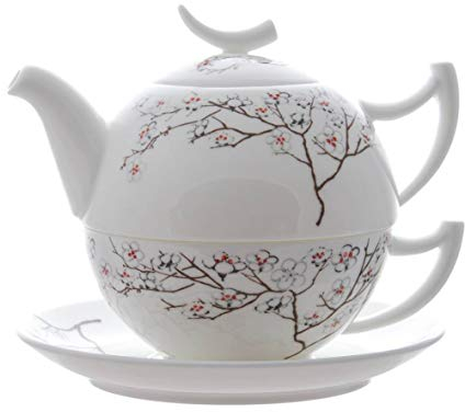 TeaLogic Tea for One Set White Cherry - Fine Bone China