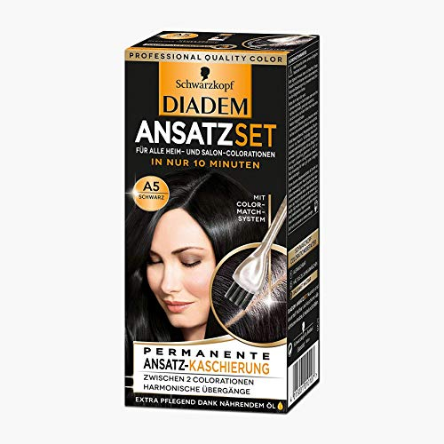 Schwarzkopf Diadem Ansatzset Schwarz, 1 St (1er Pack), Creme, Haarverstärkend, Grauabdeckung, Parabenfrei, Resorcinolfrei, Ammoniakfrei