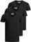 JACK & JONES - Camiseta básica para hombre, cuello de pico, paquete de 3 unidades, color liso, corte ajustado, en blanco, negro, azul y gris, Negro , L
